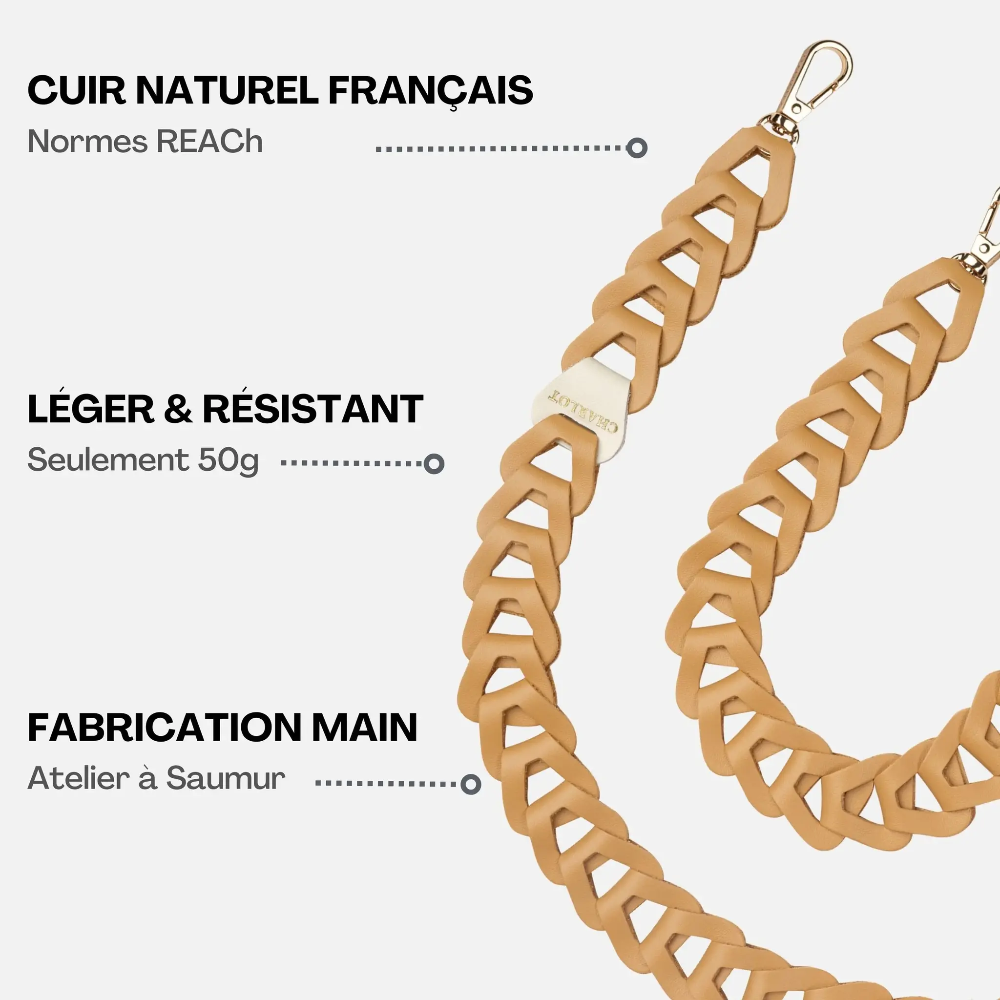 Mel Cuir Long - Fait Main Camel-2