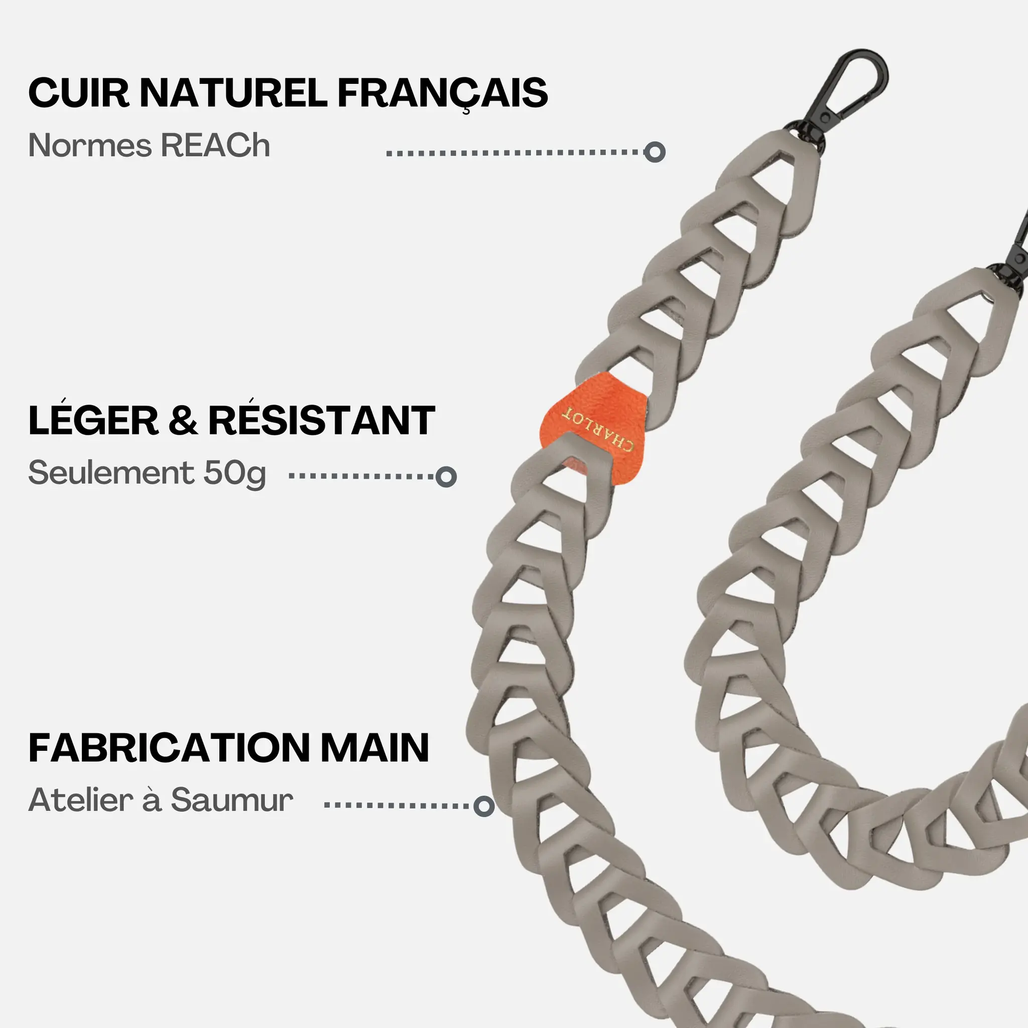 Mel Cuir Long - Fait Main Burning Grey-2