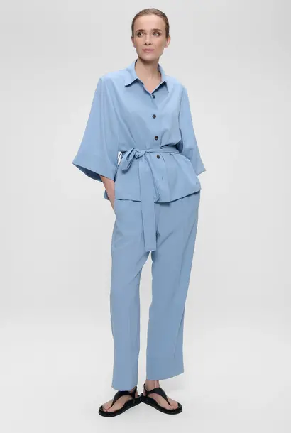 Japanese Crepe Shirt Jacket Horizon Blue