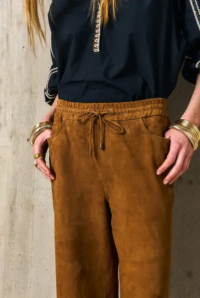 Pantalon Elast Daim Azellia Caramel