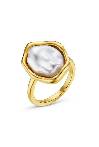 Organic Molten Pearl Ring