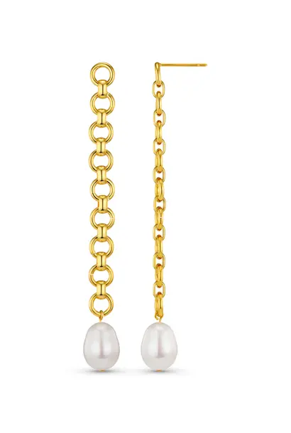 Chain & Pearl Drop Earrings