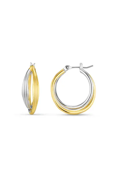 Mixed Plate Interlocking Hoop Earrings