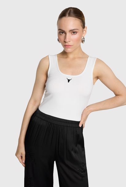 Knitted tank Top Rib jersey Soft White