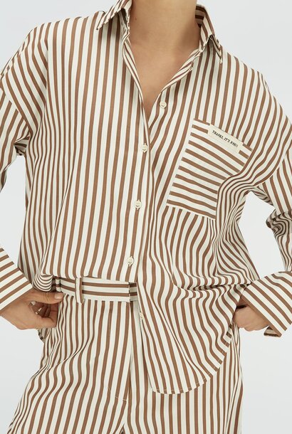 LEXX Chocolate Brown Stripe Blouse