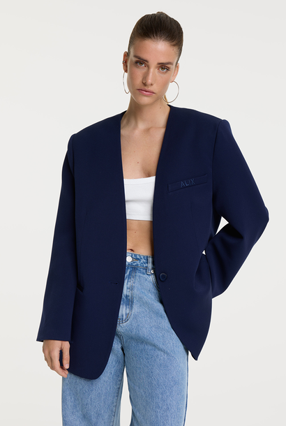 Woven Collarless Blazer