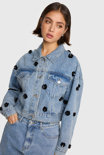 Woven Embellished Jacket Denim Blue