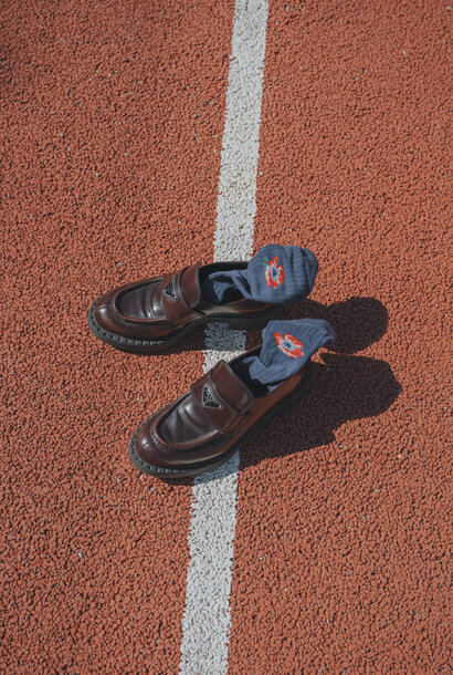 Buttercup Socks - Blue Poppy print - One Size