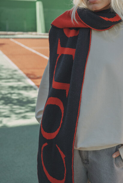 WILLOW Scarf - NAVY with RED Coucou Logo
