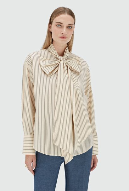 HEDY Red Light Ecru & Berry Red - Blouse