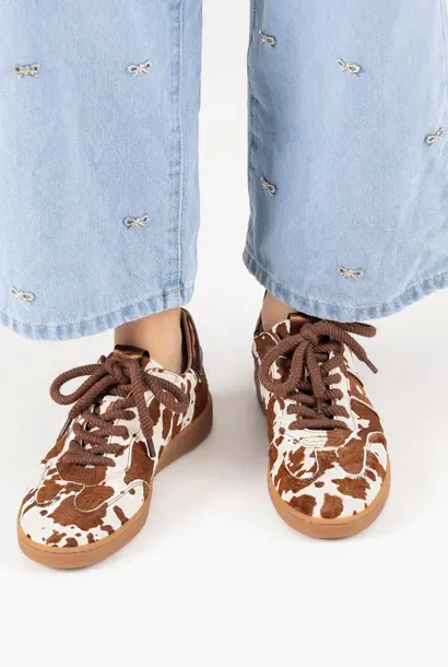 POONA Sneacker Cow Hair Cognac/White