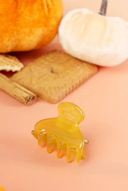 Lili (mini marmer haarspeld) - Effen Oker Geel