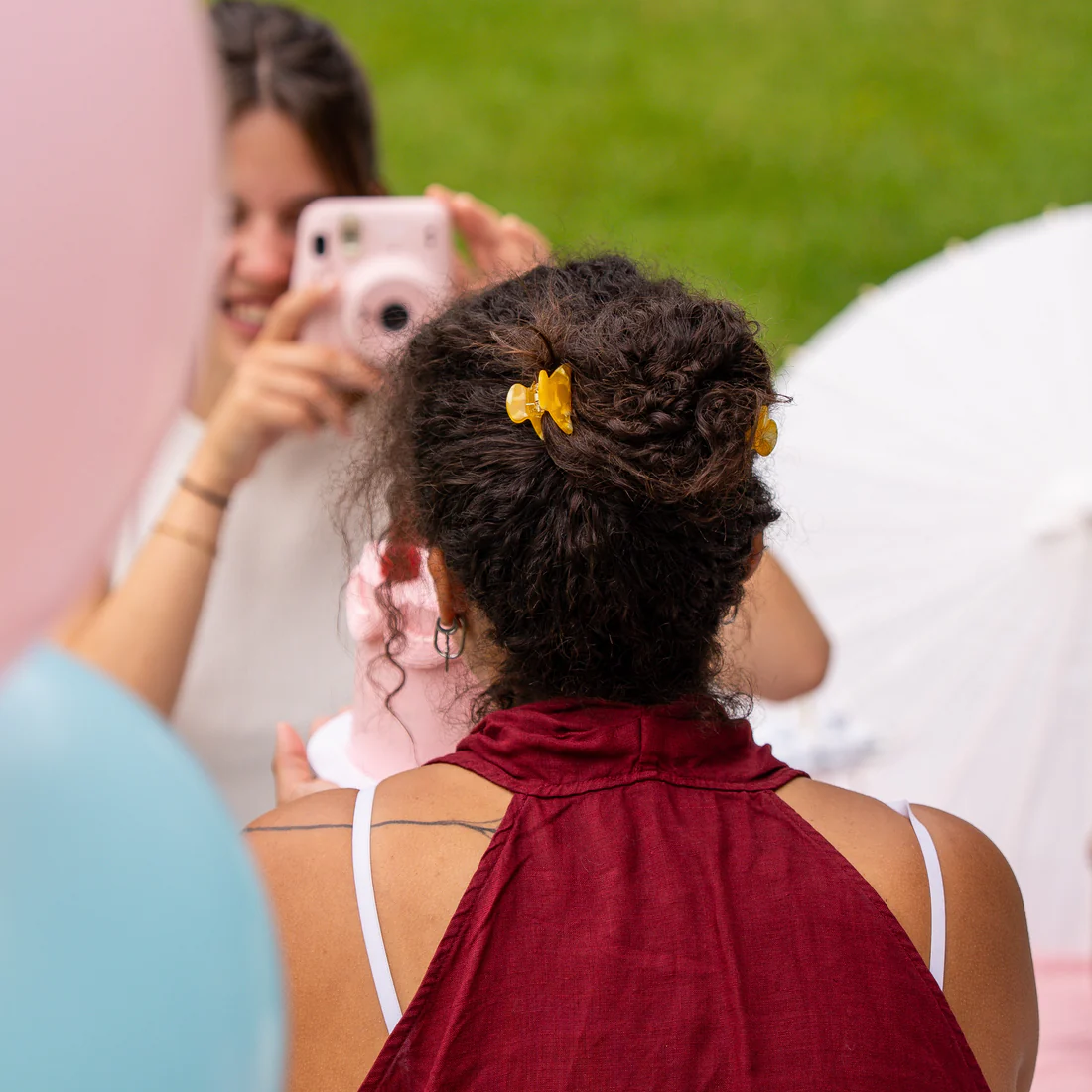 Lili (mini marmer haarspeld) - Effen Oker Geel-2