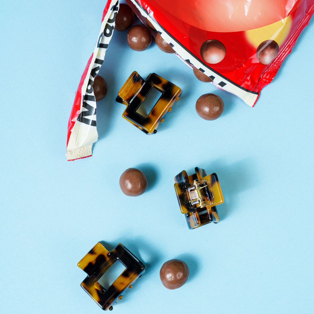 Mini Viv (kleine vierkante clip) - Marmer Bruin-1