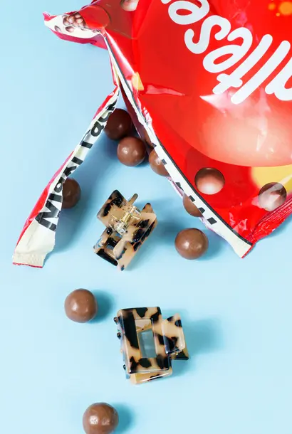 Mini Viv (kleine vierkante clip) - Marmer Beige