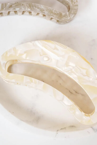 Olivia (maanvormige clip) - Marmer Wit