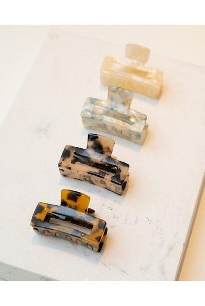 Bo (mini rechthoekige clip) - Marmer Bruin