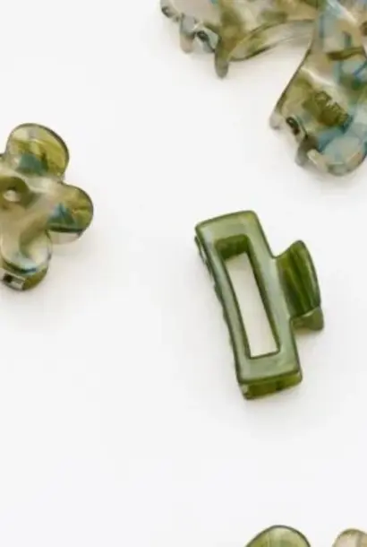 Bo (mini rechthoekige clip) - Effen Groen