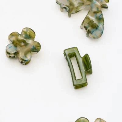 Bo (mini rechthoekige clip) - Effen Groen-1