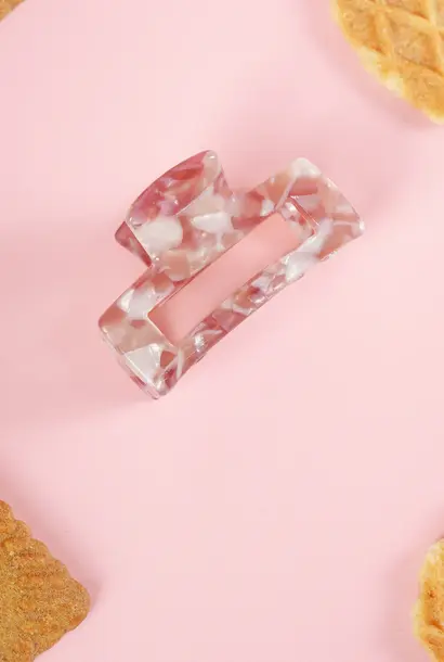 Bo (mini rechthoekige clip) - Marmer Oudroze