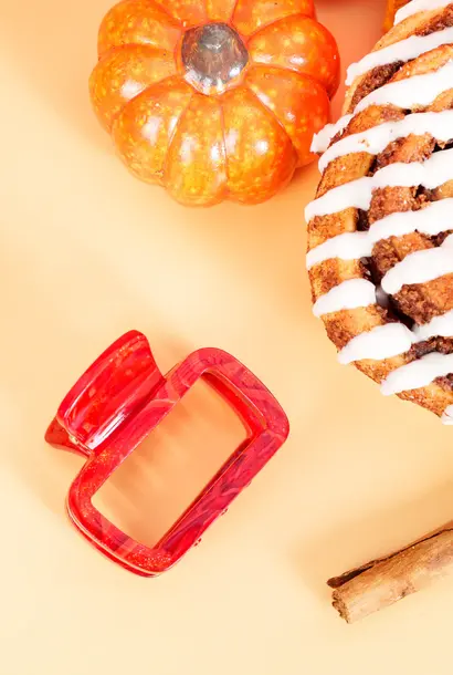 Andy (marmer haarspeld) - Marmer rood / goud