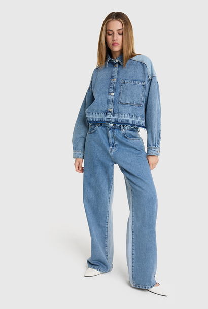 Woven Mix Denim Pants