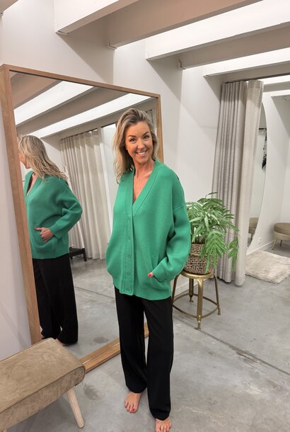 Knitted Heavy Cardigan Heavy Knit - 716 Bright Green