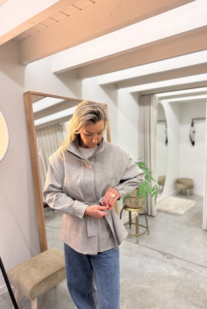 Womans Jacket : with belt GREY