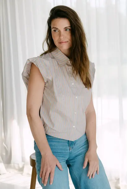 BILLIES6 blouse Stripe Sand/blue