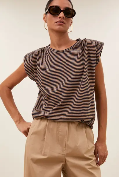 Nilou stripe Top - Tannin stripe