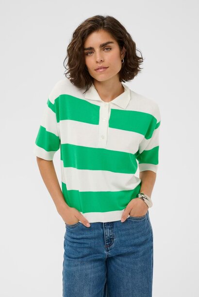 KALizza Polo Knit - Chalk / Bright Green