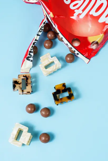 Mini Viv (kleine vierkante clip) - Marmer Wit