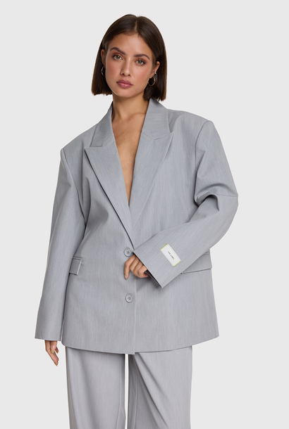 Ladies woven clean mix Blazer - Grey Melange