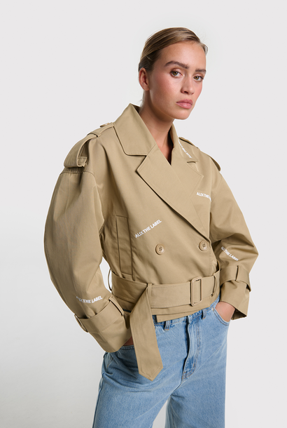 Ladies woven Trench Coat short - Camel