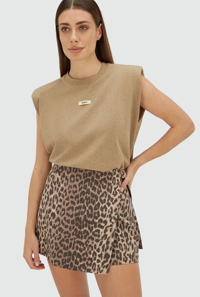 SUE T-shirt met schoudervulling - Light Kaki