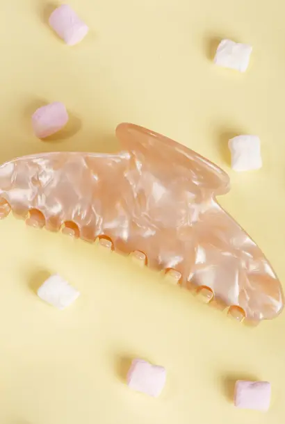 Elodie Grote Rond Clip - Marmer Champagne