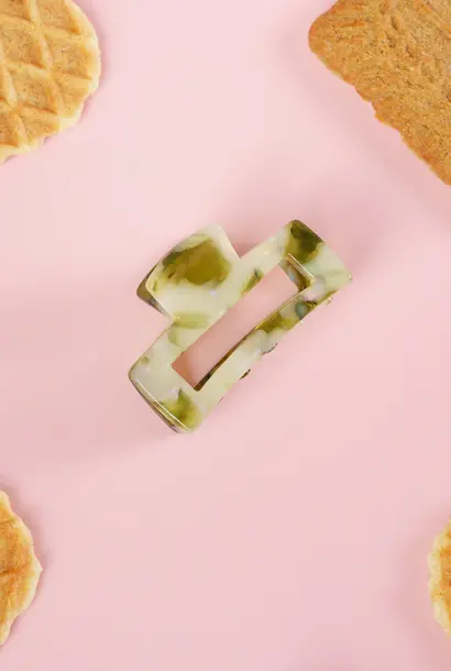 Bo Mini Rechthoekige Clips - Marmer Mosgroen