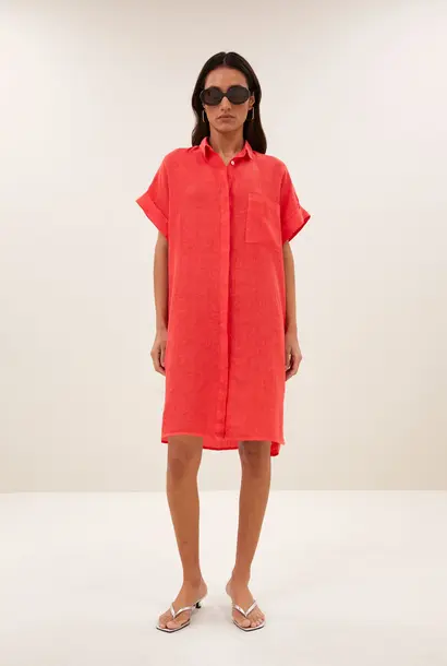 Hella Linen Dress - Lipstick