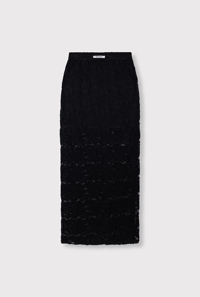Ladies woven lace maxi Skirt - Black