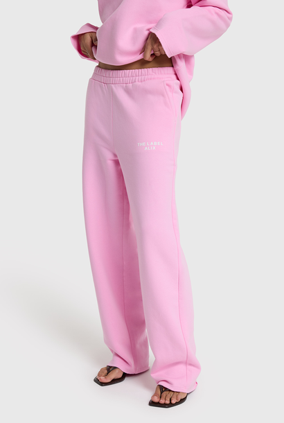 Ladies knitted straight leg sweat pants - Pink