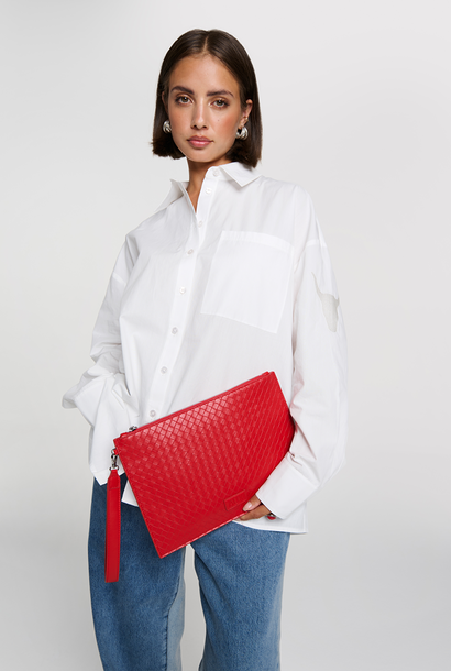 Woven Braided Clutch - Bright Red