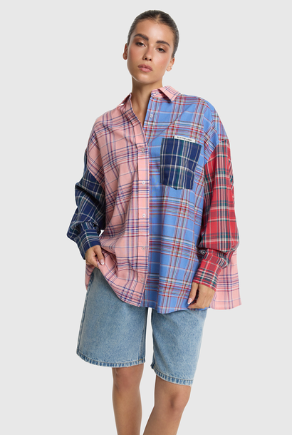 Woven Check Mix Blouse - Multi Colour