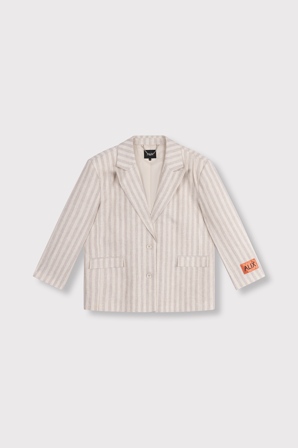 Woven Striped Blazer - Sand-5