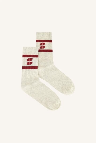 Logo Sprakle Grey Socks - Wine (one size)