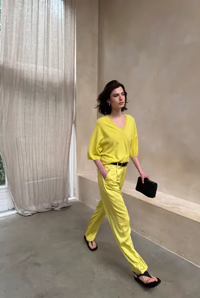 Washed Satin Darren Pants LIMONCELLO