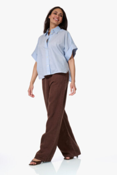 SKATER LOOSE Lois Jeans L32 Linen Summer Chocolate