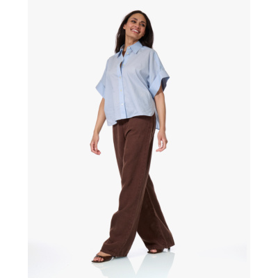 SKATER LOOSE Lois Jeans L32 Linen Summer Chocolate-1