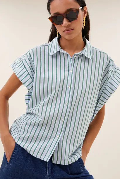 Pixie Sea Blouse - Green sea Stripe