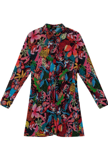 Woven Wild Print Crinkle Dress Multi Colour
