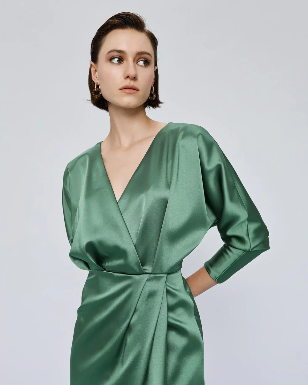 Womans dress : Satin wrap BASIL-3